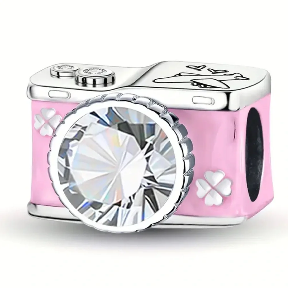 Pink and Silver Camera Charm - Picture 2 of 4